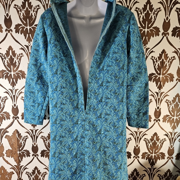 UNBRANDED 60s-70s Mod Mini Gogo Aqua Blue Floral Women's Shift Dress - Picture 5 of 5